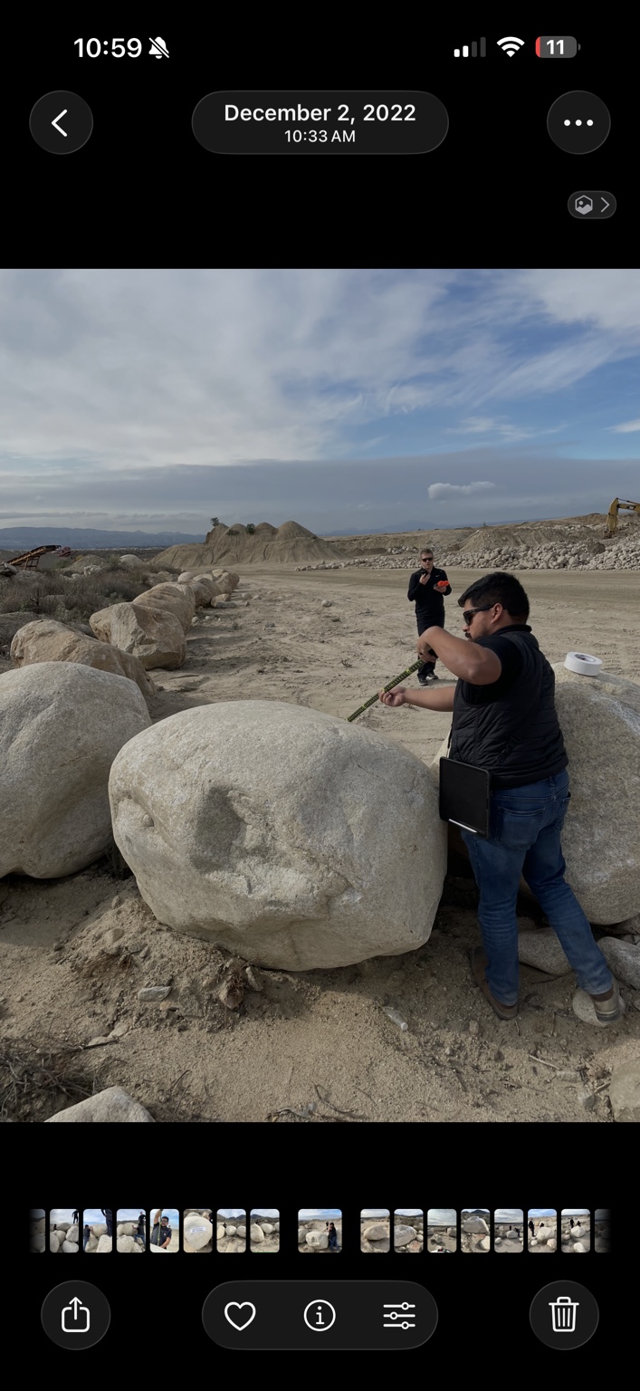 Measuring and selecting natural stone at a supplier for a landscape project